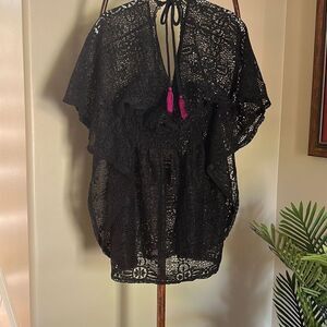 Black Lace  Swimsuit  Coverup